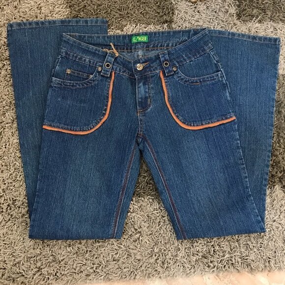 Y2K Size 7/8 Gnger Wide Leg Jeans. Runs Small. New With Tags - Picture 1 of 3